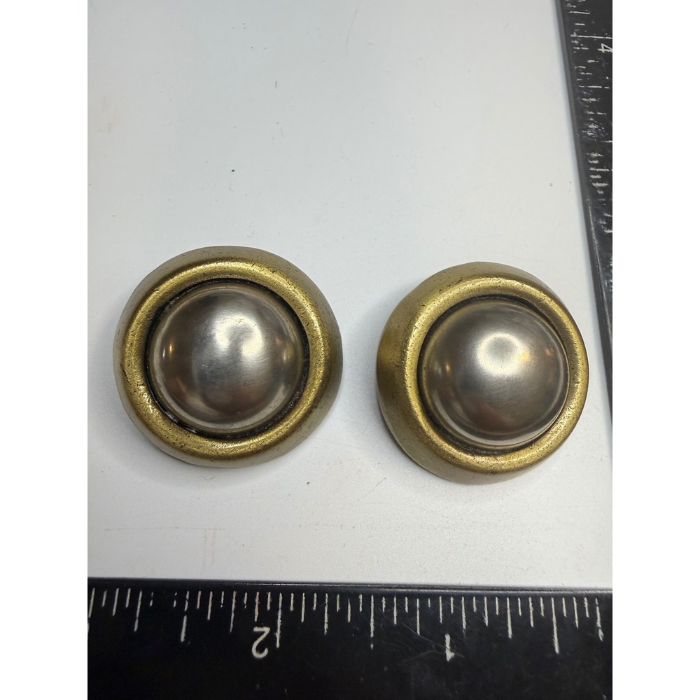 Ellen Designs Mixed Metal Gold Silver Tone Chunky Dome Clip On Earrings